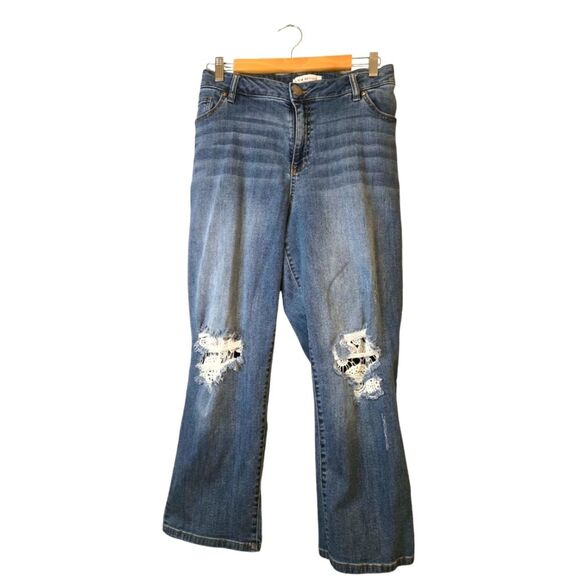 Lane Bryant Mid Rise Girlfriend Crop Jeans Stretch Denim Plus Sz 20 Coquettecore - Picture 1 of 13